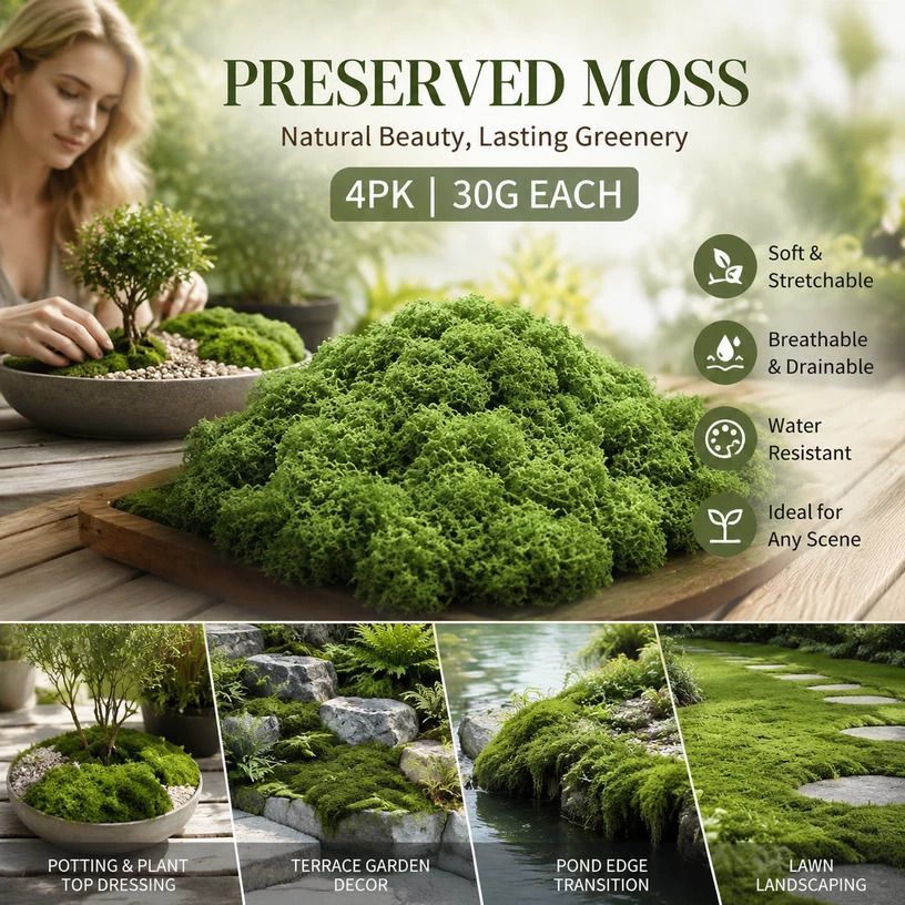 Light Green Faux Thread Moss Micro Scene DIY Supply 4 Pack 30g - Image 1