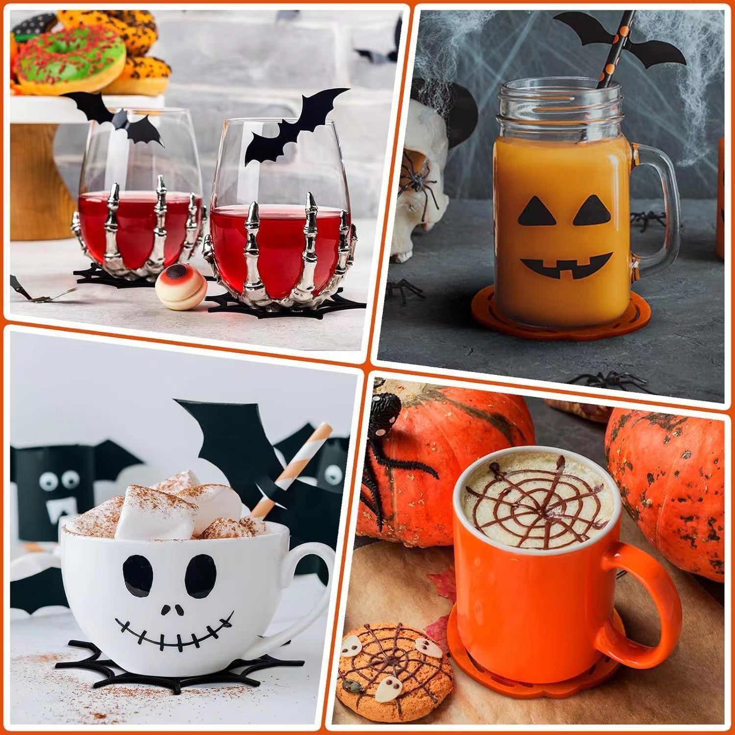 1pk Felt Spider Web Halloween Coasters Table Decor Mats - Image 4