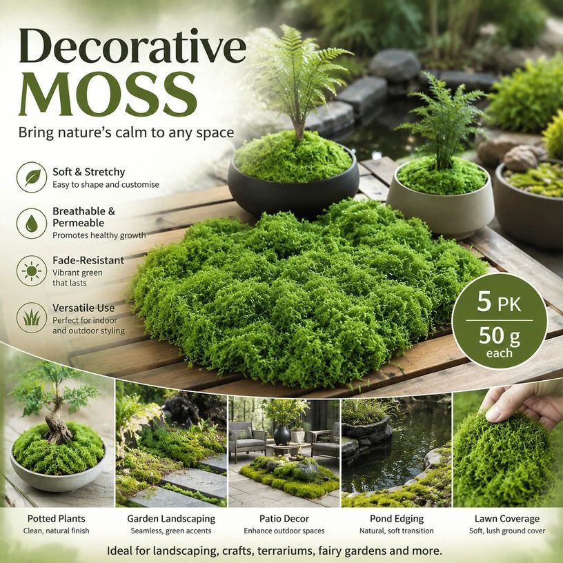 Light Green Preserved Thread Moss Micro Landscape Supply 5 Pack 50g - Image 1