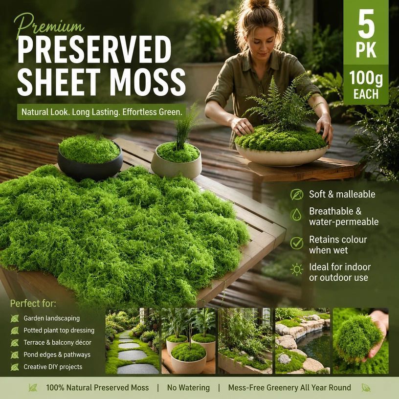 Light Green Faux Moss Bonsai Top Dressing Craft Kit 5 Pack 100g - Image 1