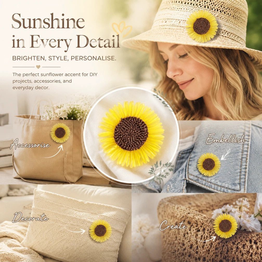 Cream White Boho Artificial Sunflower Daisy Garment Bag Accessory 8 Pack - Image 3