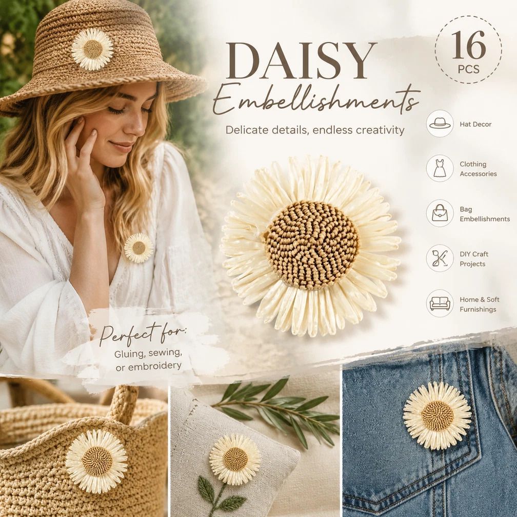 Cream White Boho Artificial Sunflower Daisy Garment Bag Accessory 16 Pack - Image 1