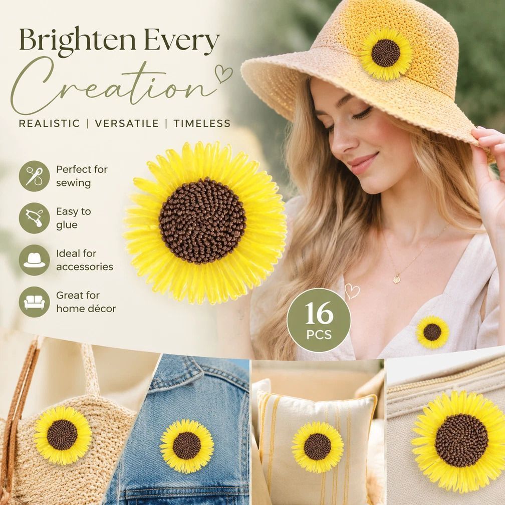 Ginger Yellow Boho Artificial Sunflower Daisy Clothing Ornament Set of 16 - Image 1
