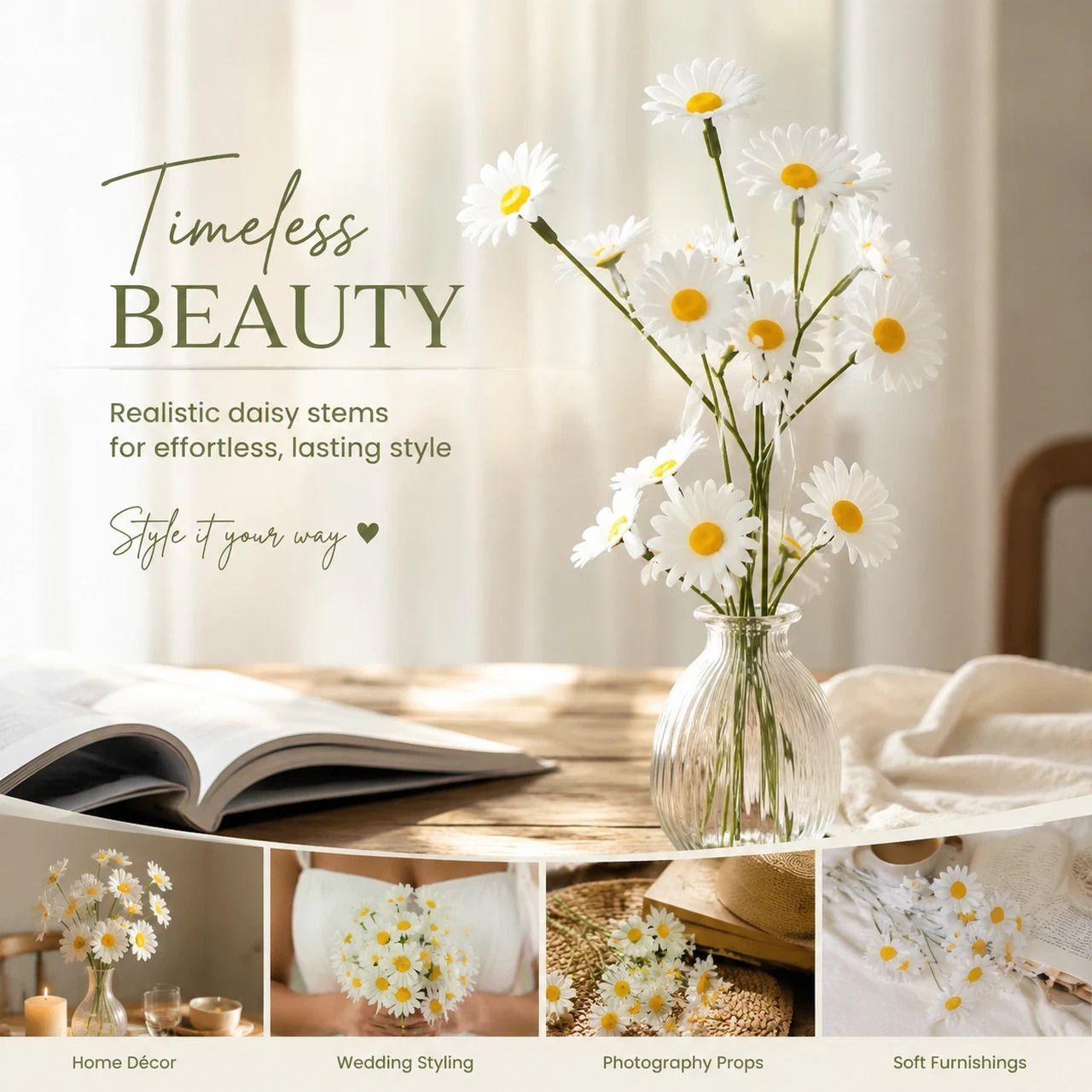 Outback Rural Floral Decor, Artificial Chamomile For Warm Australian Backyard Styling 30 pcs - Image 3