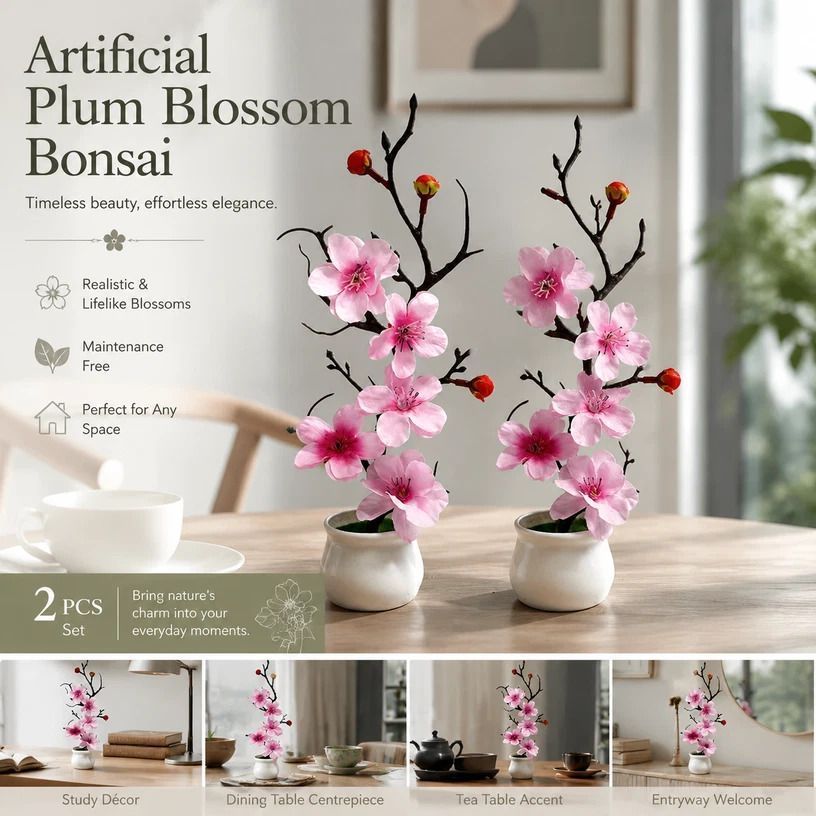 Calming Silk Wintersweet Jar Bonsai Pink 2 Pack - Image 1