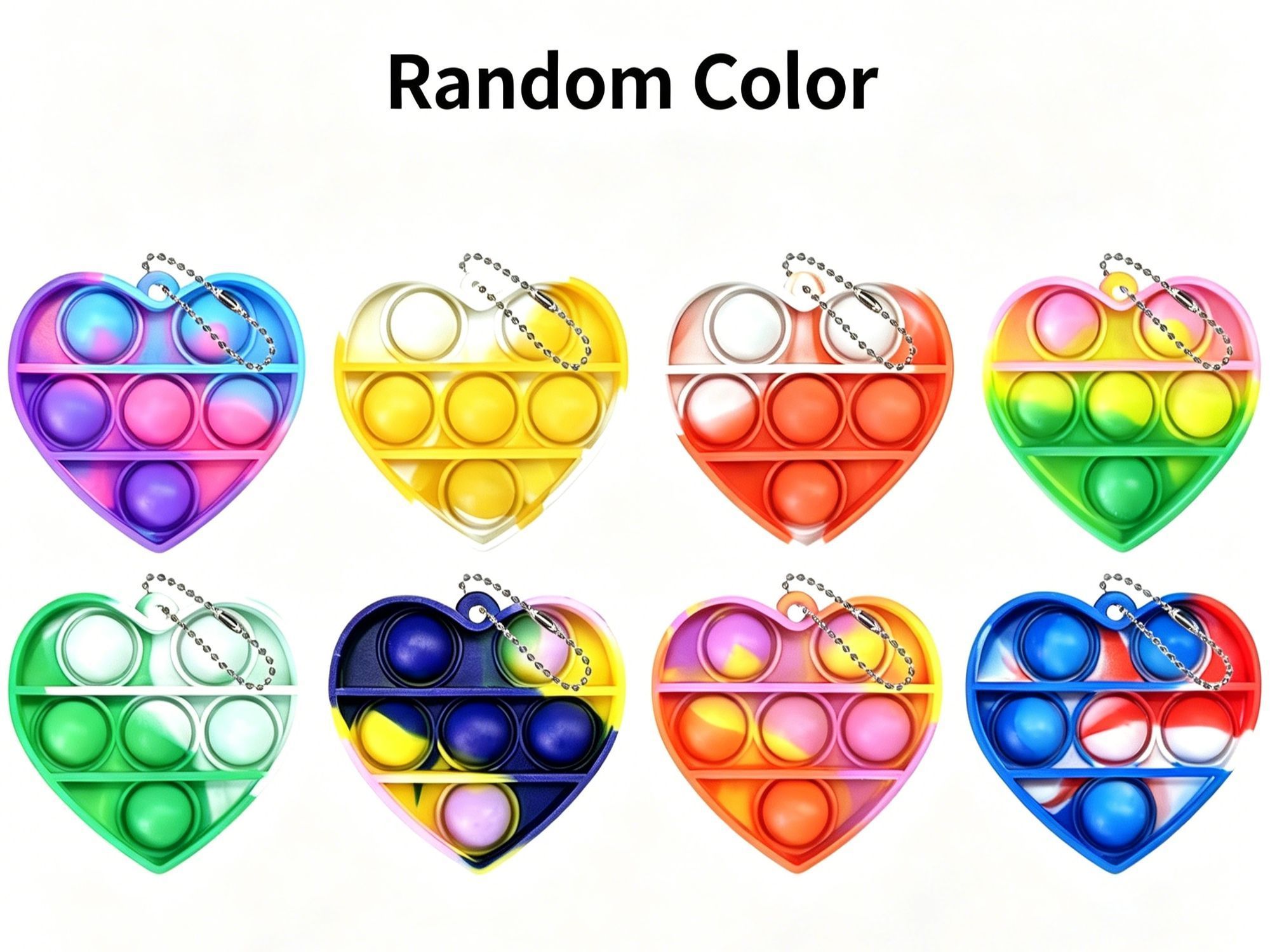 8pk 5cm Square Pop It Fidget Keychain - Image 2