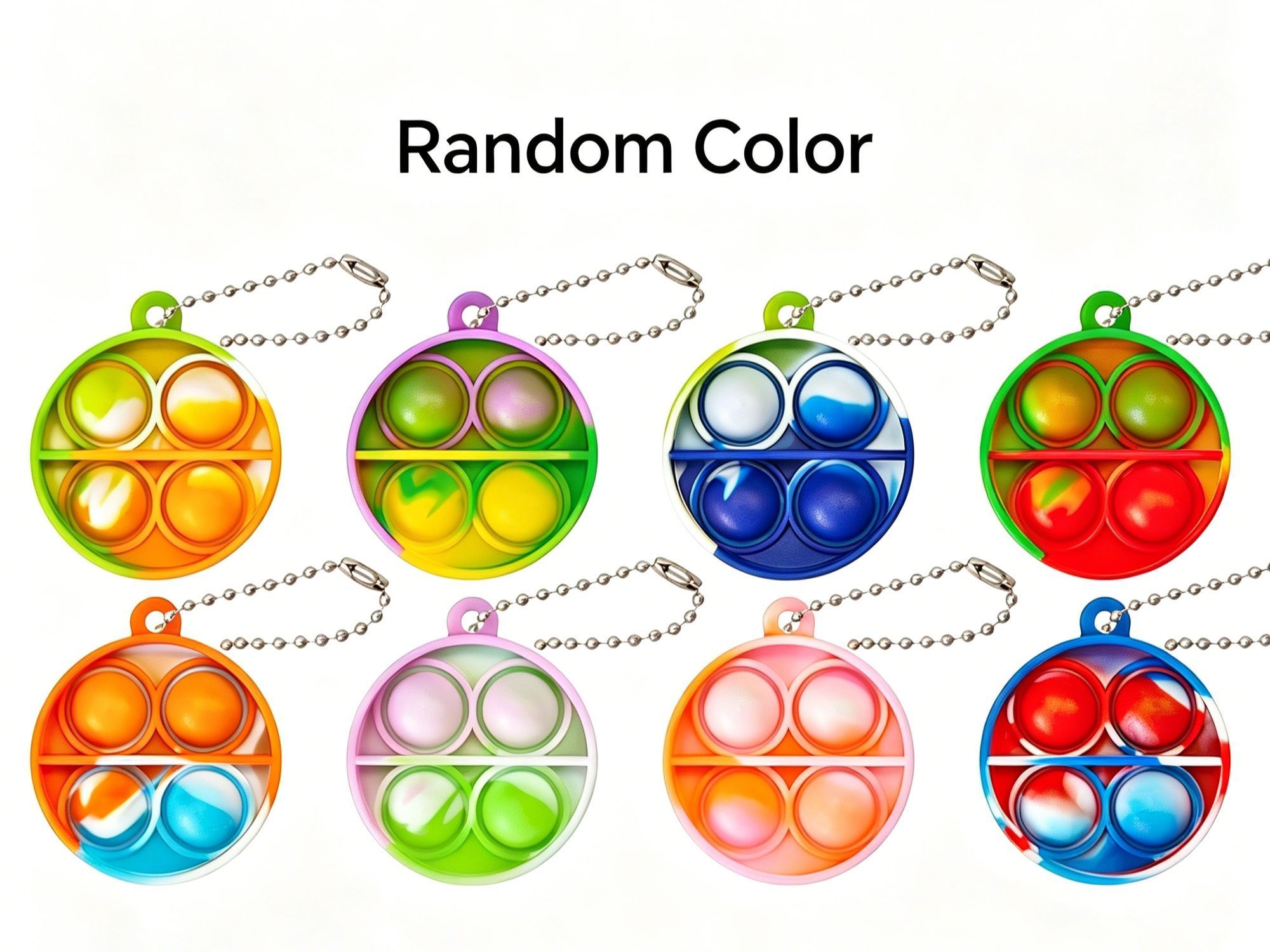 8pk 5cm Square Pop It Fidget Keychain - Image 6