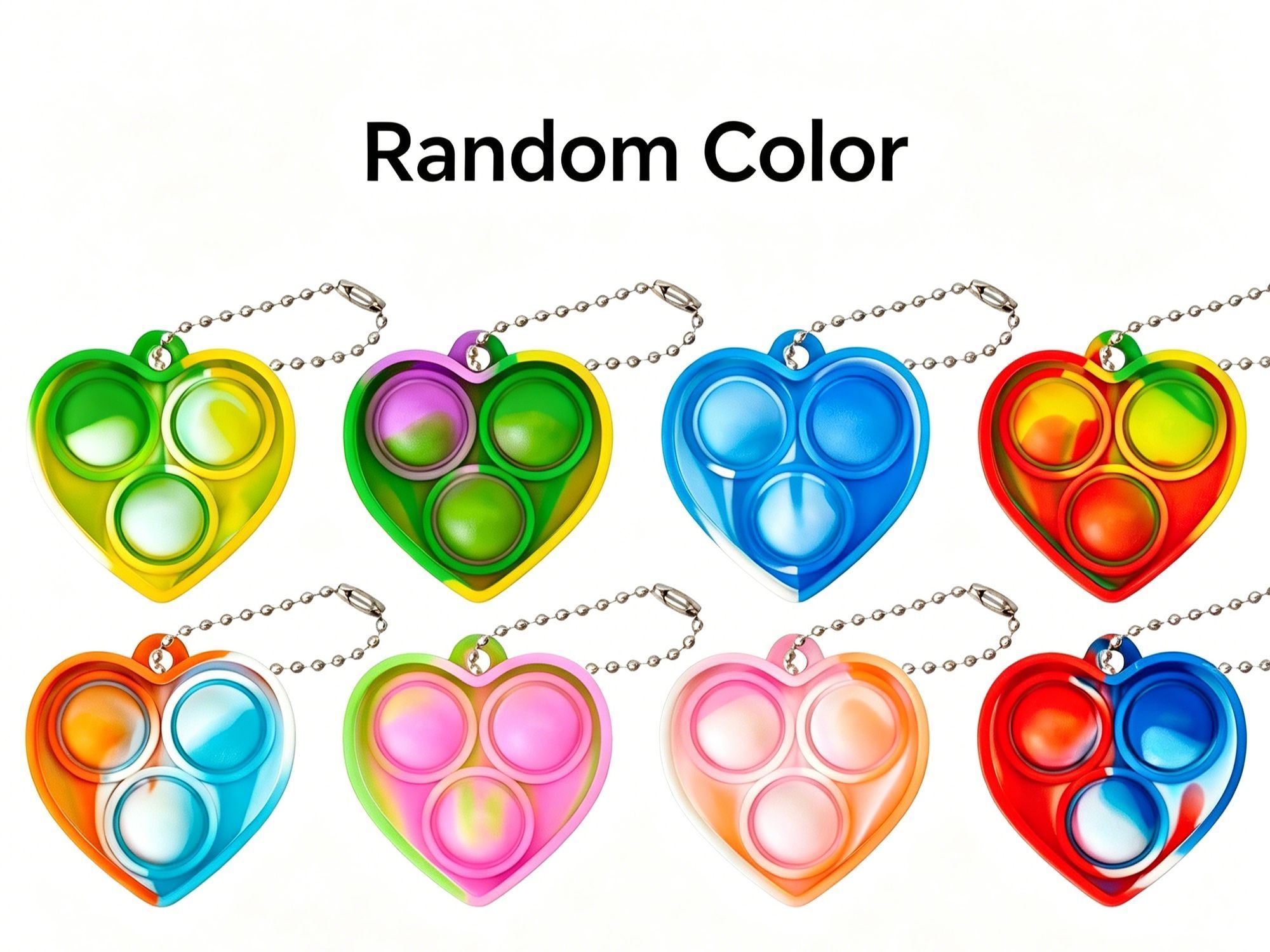 8pk 3cm Square Pop It Fidget Keychain - Image 2