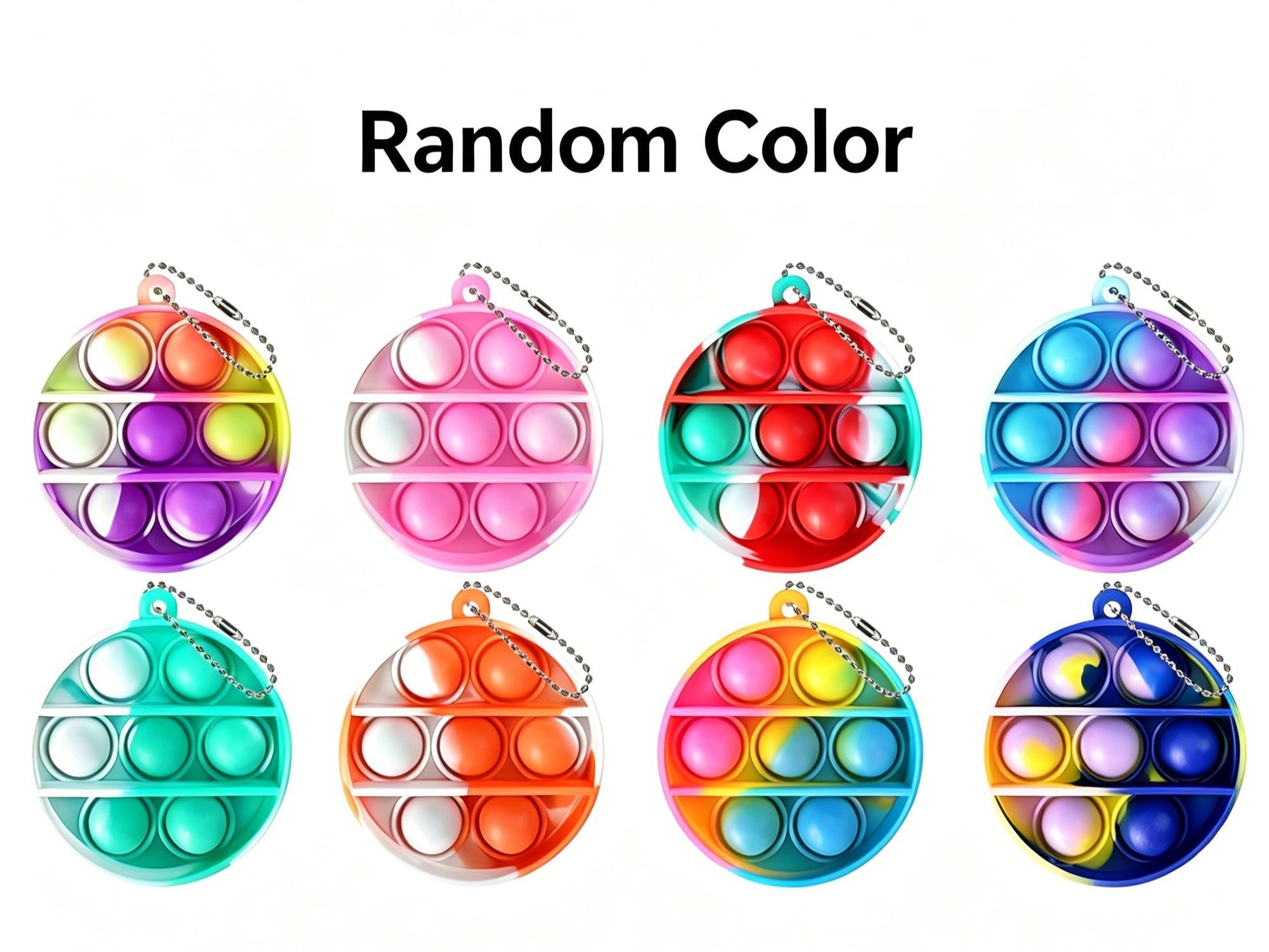 48pk Assorted Mixed Size Pop It Fidget Keychains - Image 4