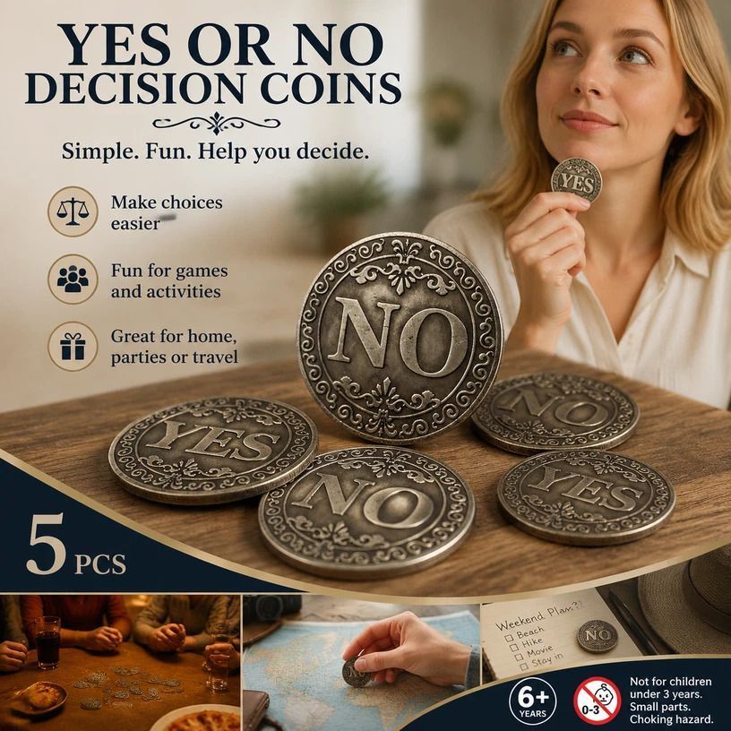 Thoughtful Vintage Decision Coin Replica, Lovely Holiday Souvenir, 5 Pack - Image 1