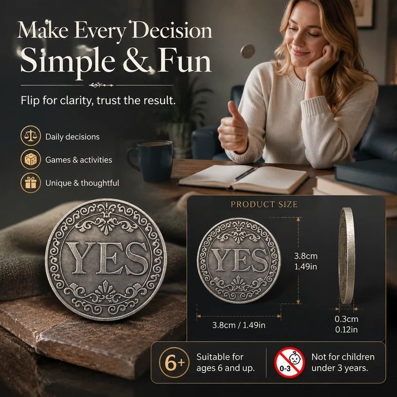 Thoughtful Vintage Decision Coin Replica, Lovely Holiday Souvenir, 5 Pack - Image 2