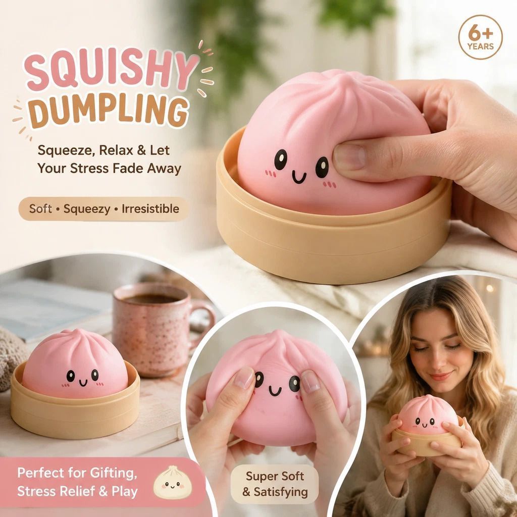 Stress Relief Giant Bun Squishy, Daily Gift, Plain Pink - Image 1