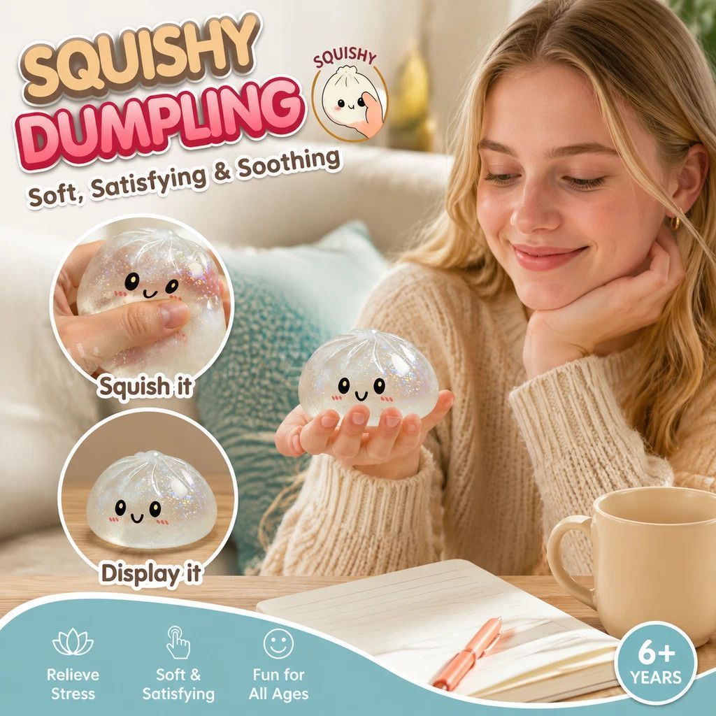 Stress Relief Giant Bun Squishy, Festival Present, Glitter White - Image 1