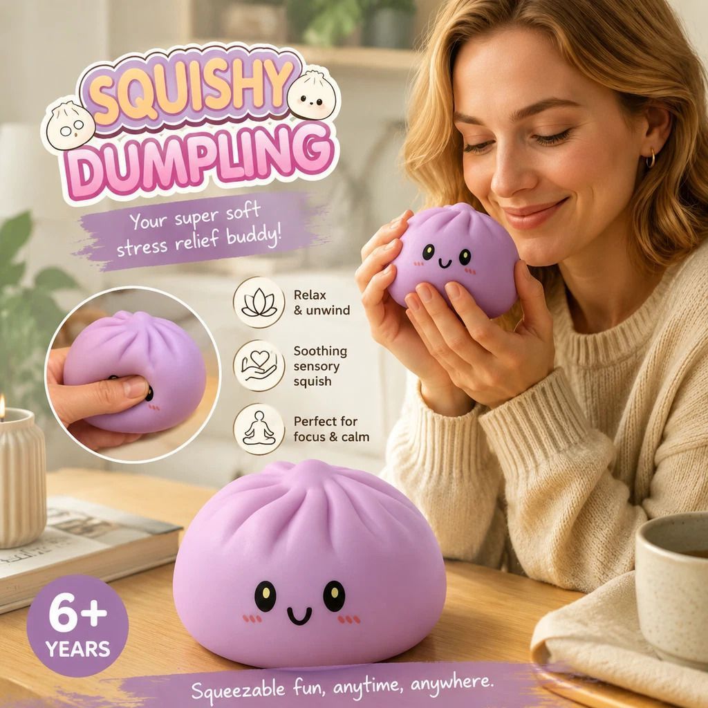 Stress Relief Giant Bun Squishy, Relax Gift, Plain Purple - Image 1