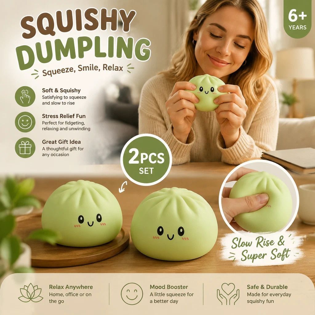 Stress Relief Giant Bun Squishy Plain Green 2 Pack, Children Gift - Image 1