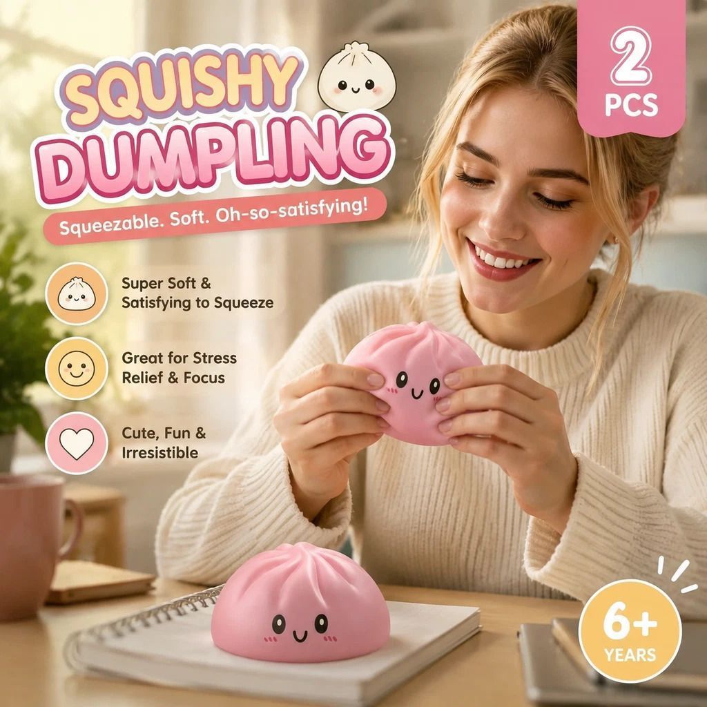 Stress Relief Giant Bun Squishy Plain Pink 2 Pack, Soft Daily Gift - Image 1