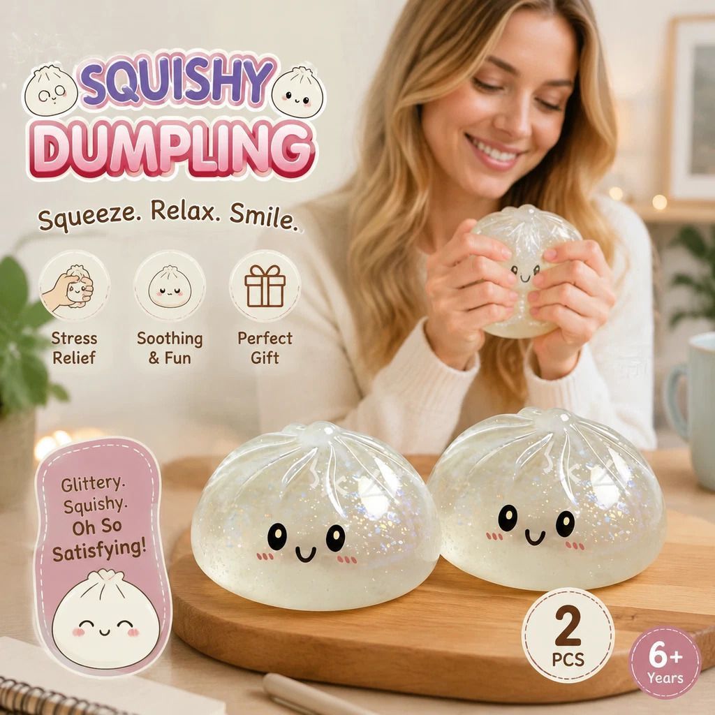 Stress Relief Giant Bun Squishy Glitter White 2 Pack, Festival Souvenir Pack - Image 1
