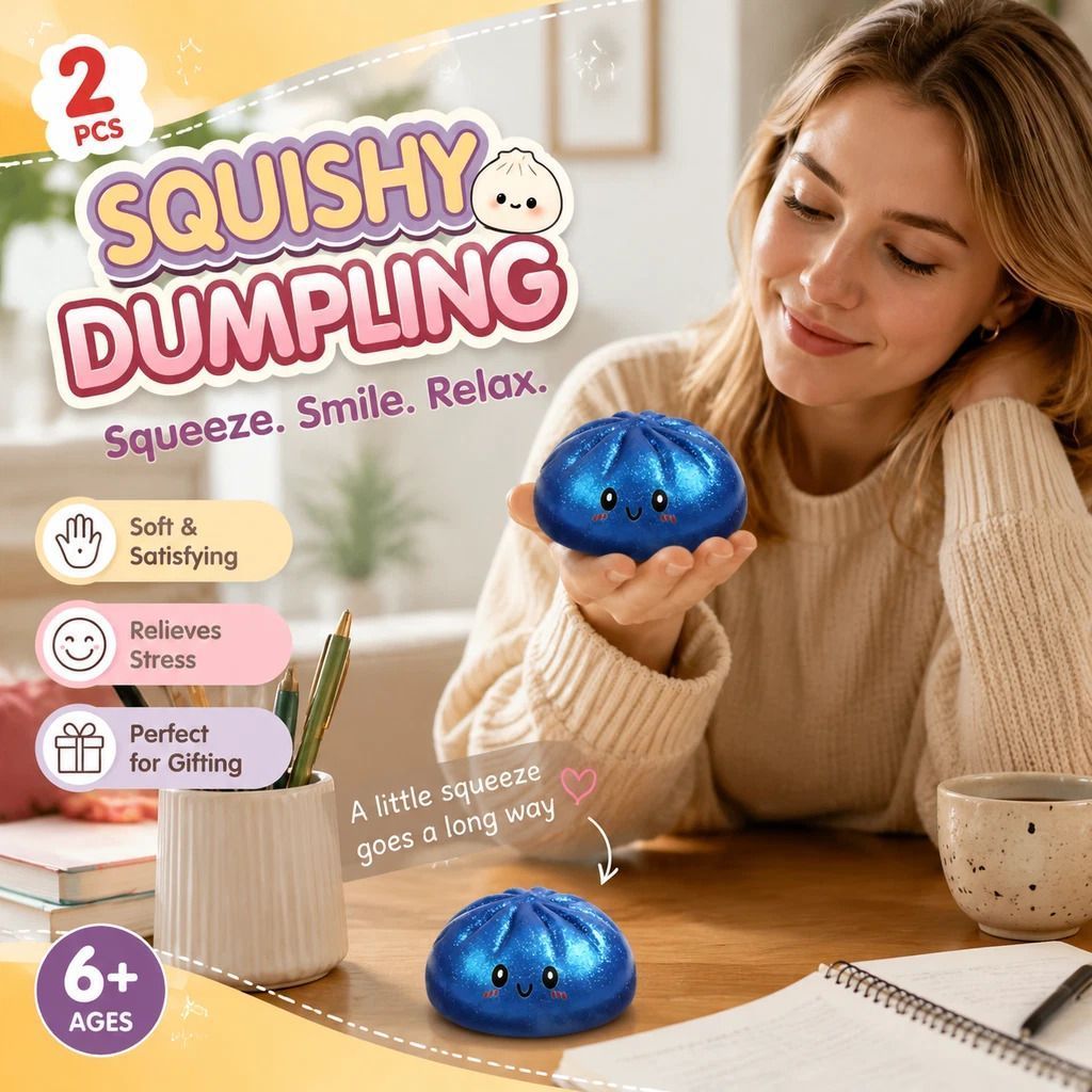 Stress Relief Giant Bun Squishy Glitter Blue 2 Pack, Cool Party Pack - Image 1