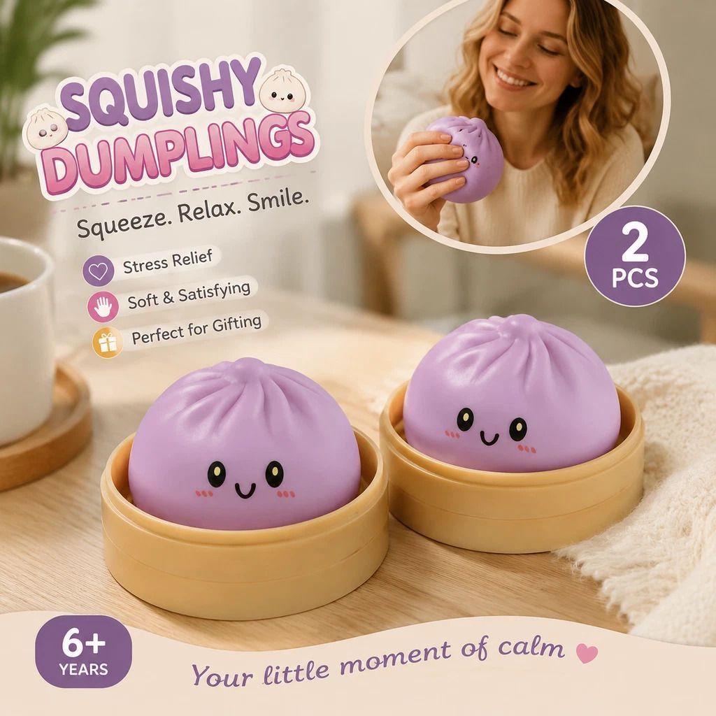 Stress Relief Giant Bun Squishy Plain Purple 2 Pack, Calming Present - Image 1