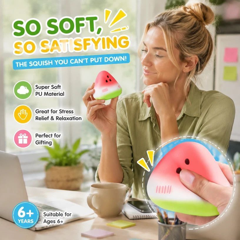 Ultra Soft Slow Rebound Stress Relief Toy, Icy Watermelon - Image 1