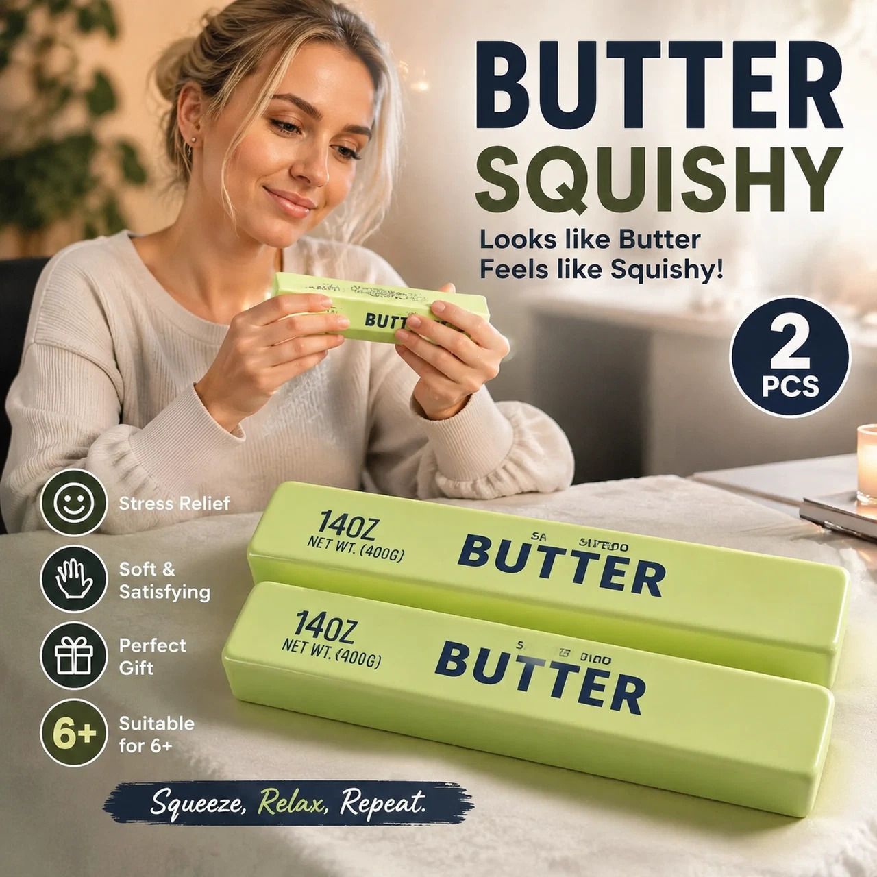 Matcha Butter Stick 23cm Stress Relief Toy 2 Pack, Birthday Gift - Image 1