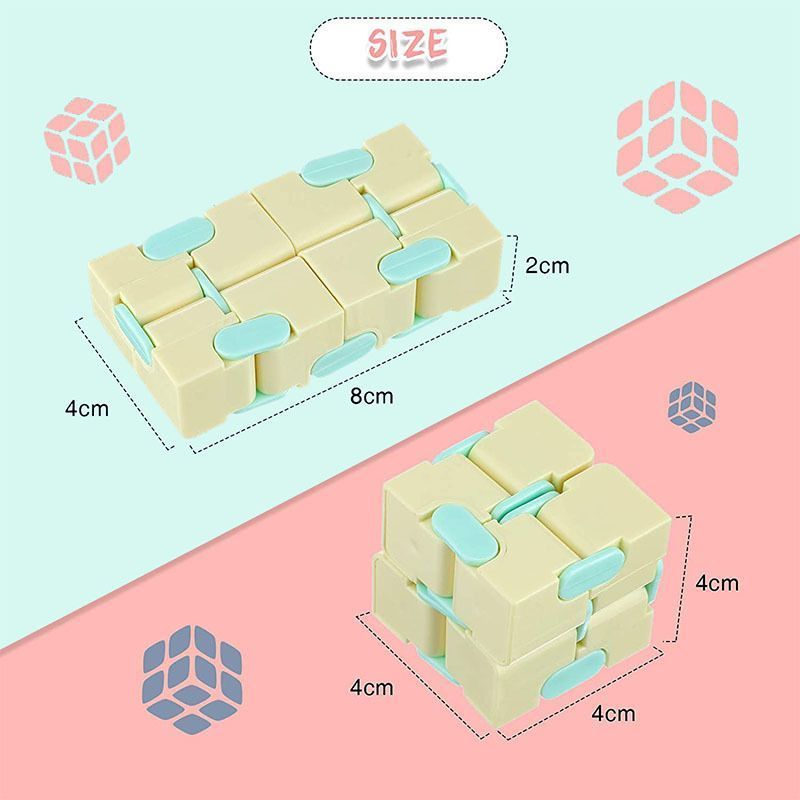2pk Pastel Green & Pink Infinity Fidget Cube - Image 6