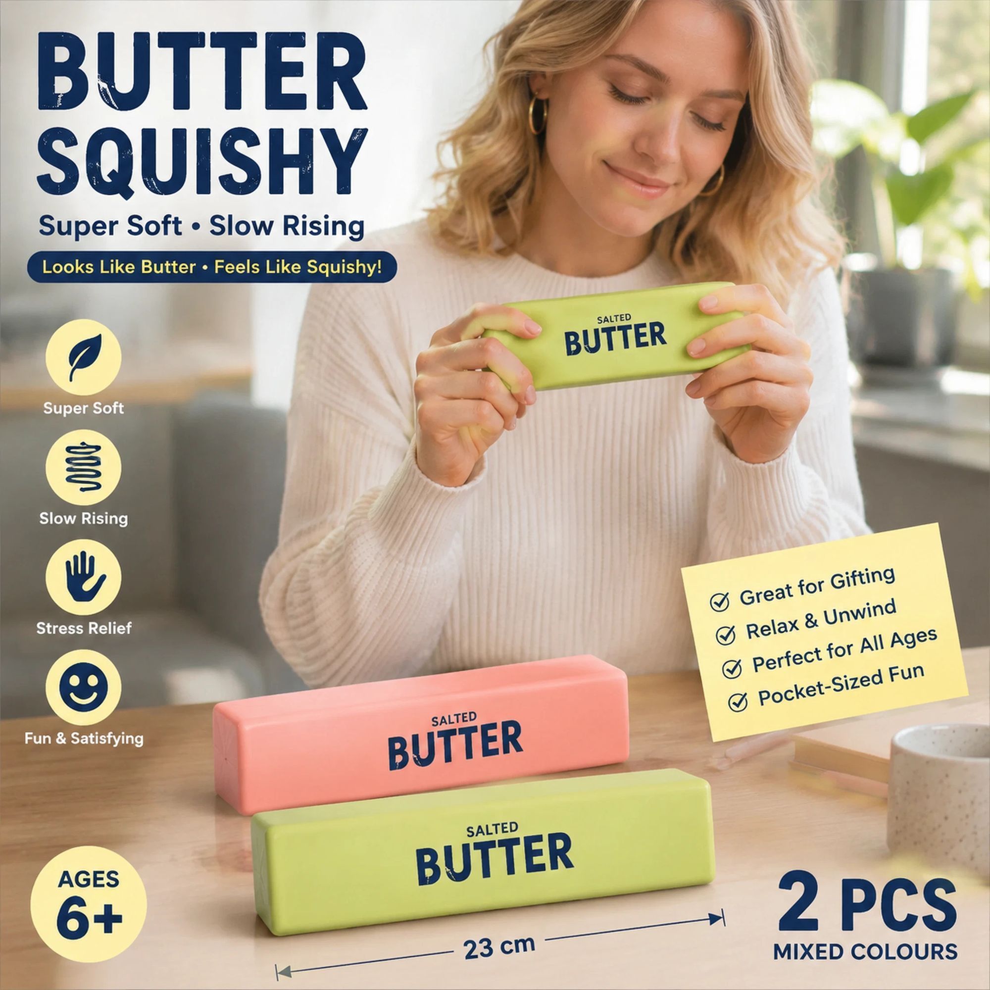 Matcha & Pink Butter Stick 23cm Stress Relief Toy 2 Pack - Image 1