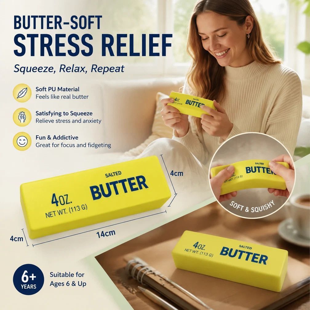 Yellow & Pink Butter Stick 23cm Stress Relief Toy 2 Pack - Image 4