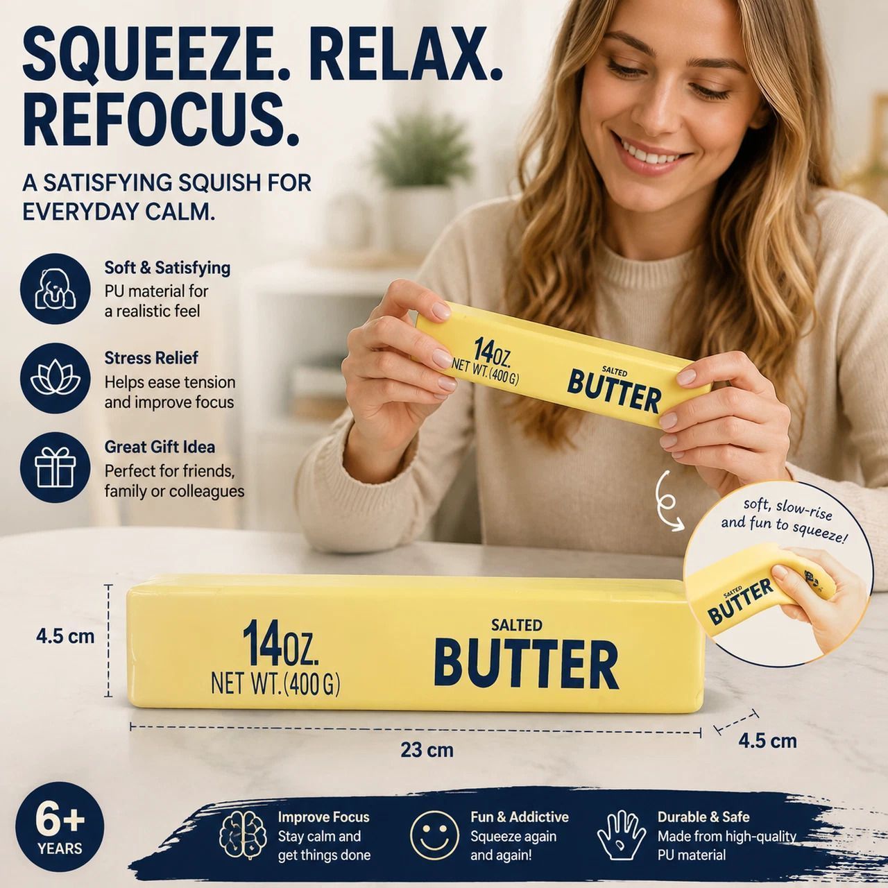 Ultra Soft Slow Rebound Stress Relief Toy, 24cm Large Butter Stick 7-Colour Mix 7 Pack, Nice Gift - Image 6