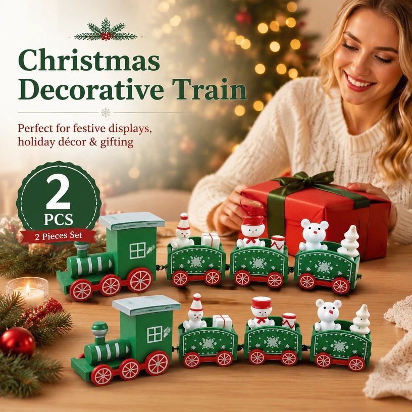 Green Box Christmas Train Ornament 2 Pack, Xmas Present - Image 1