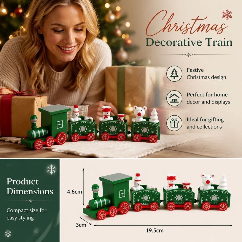 Green & Pink Christmas Train Ornament 2 Pack - Image 2