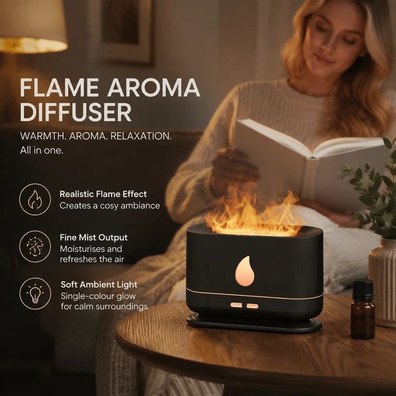 USB Flame Aroma Diffuser, Black Single Light, Christmas Gift - Image 1