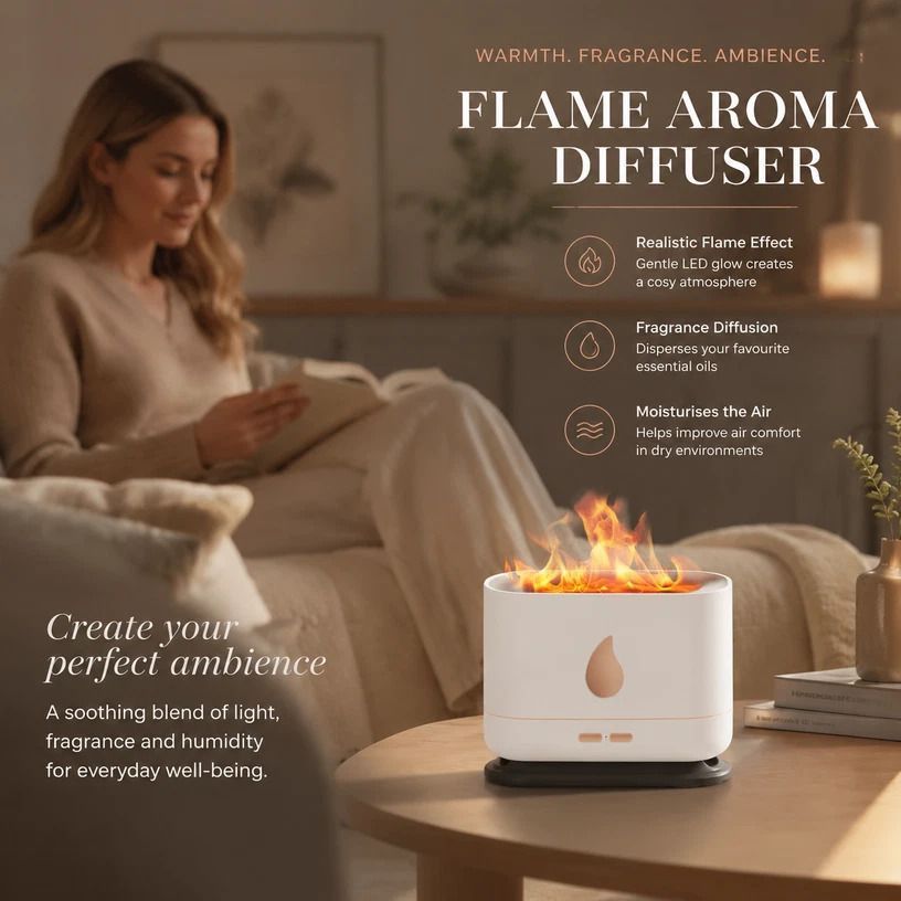 USB Flame Aroma Diffuser, White Single Light, Holiday Gift - Image 1