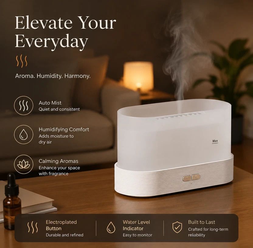 USB Flame Aroma Diffuser, White Single Light, Holiday Gift - Image 5