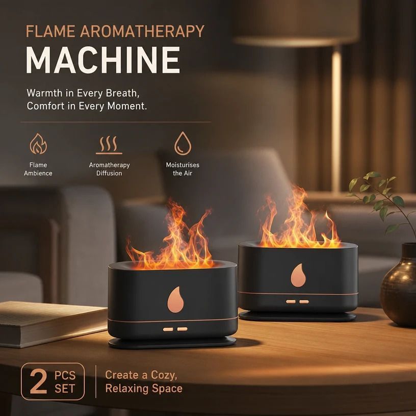 2 Pack USB Flame Diffuser, Black Single Light, Xmas Set - Image 1