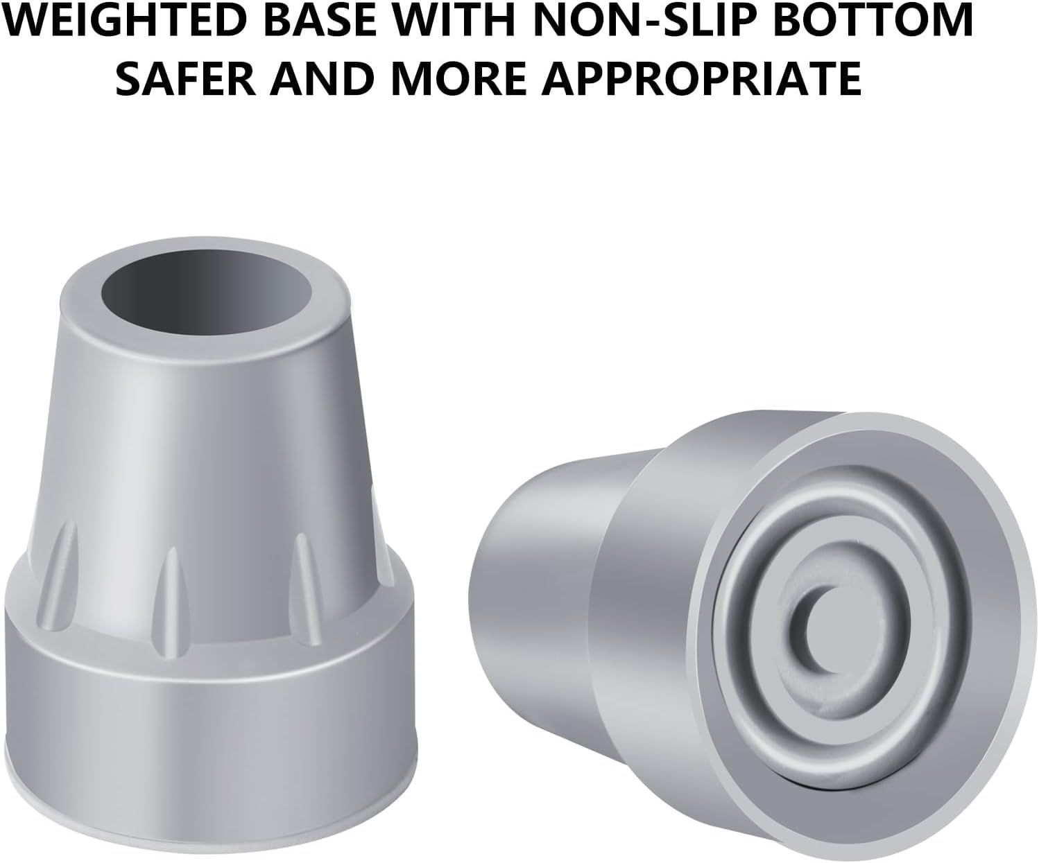 Large Inner Diameter 19mm Grey Crutch Rubber Ferrules - Image 3