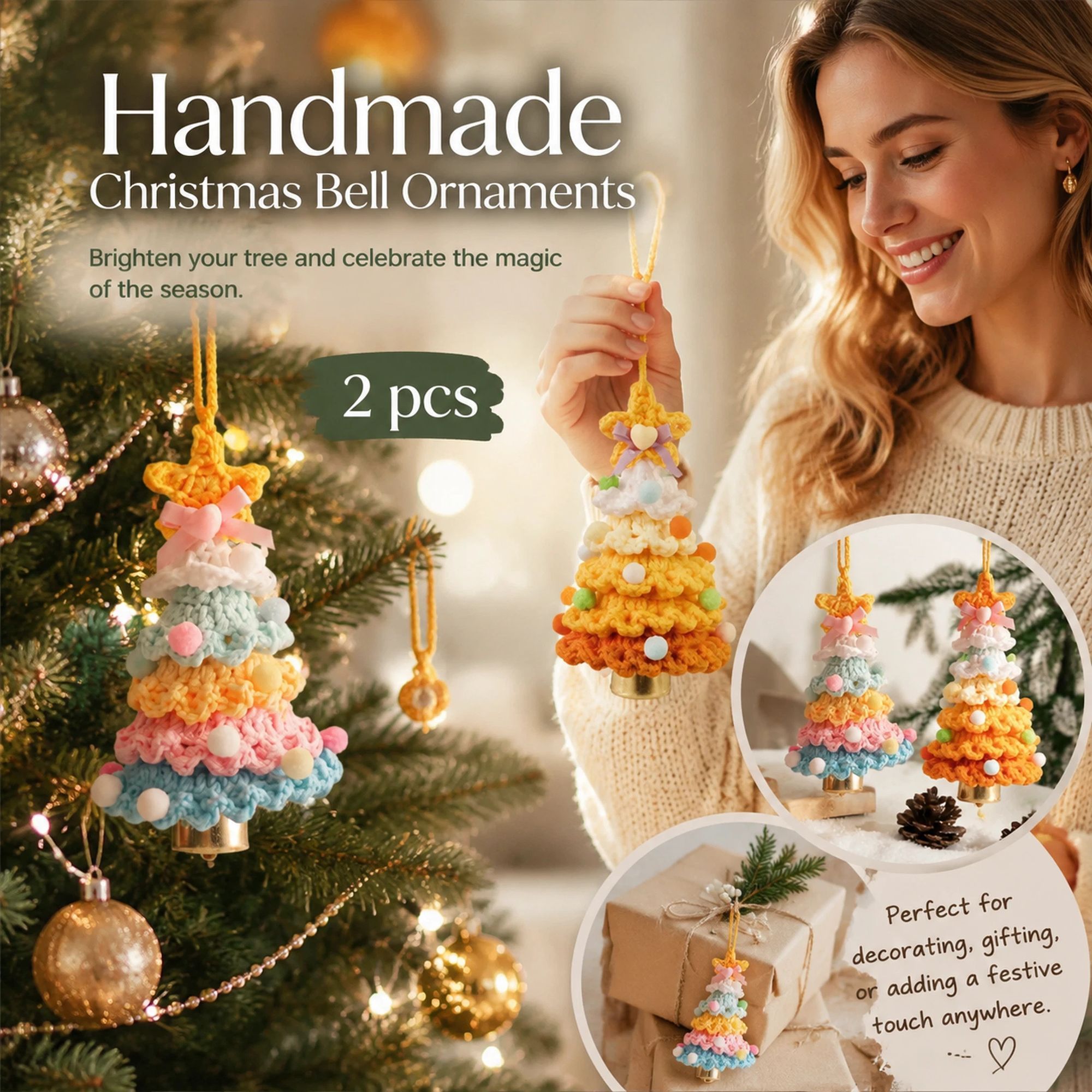 2 Pack Crochet Ornament D+G Rainbow 1 & Orange, Unique Decor Pair - Image 1