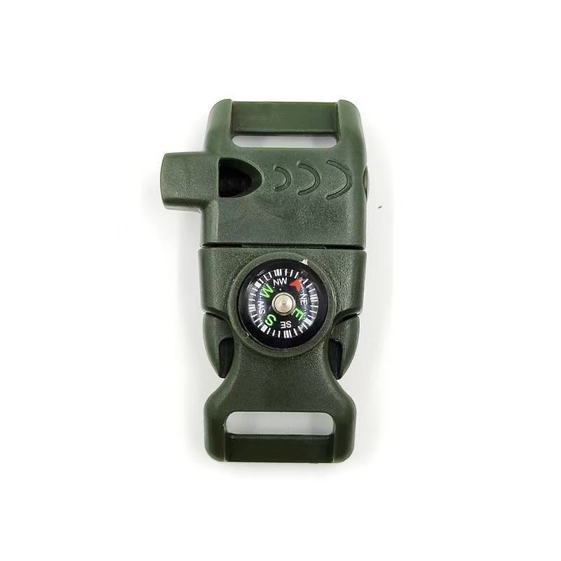 4pk Army Green Multi Survival Paracord Buckle Flint Whistle Compass - Image 1