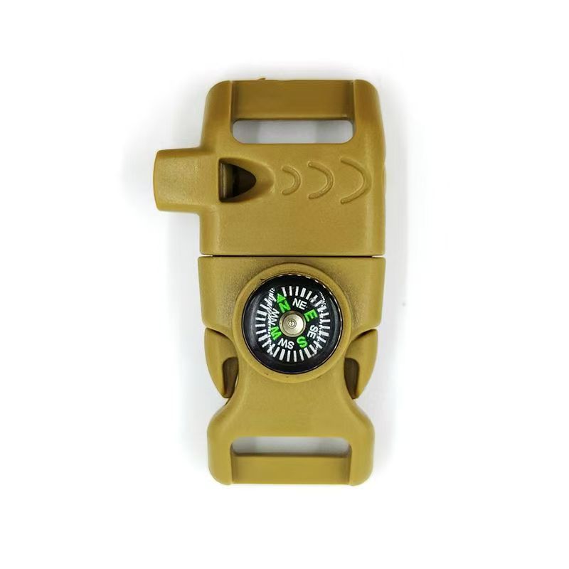 4pk Khaki Multi Survival Paracord Buckle Flint Whistle Compass - Image 1