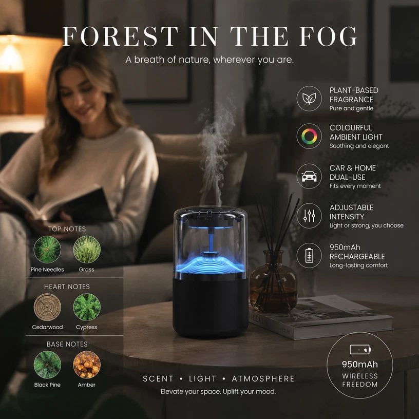 Auto Start-Stop Car Aroma Diffuser XM-ZS44, Misty Forest, Christmas & Father’s Day Gift - Image 1