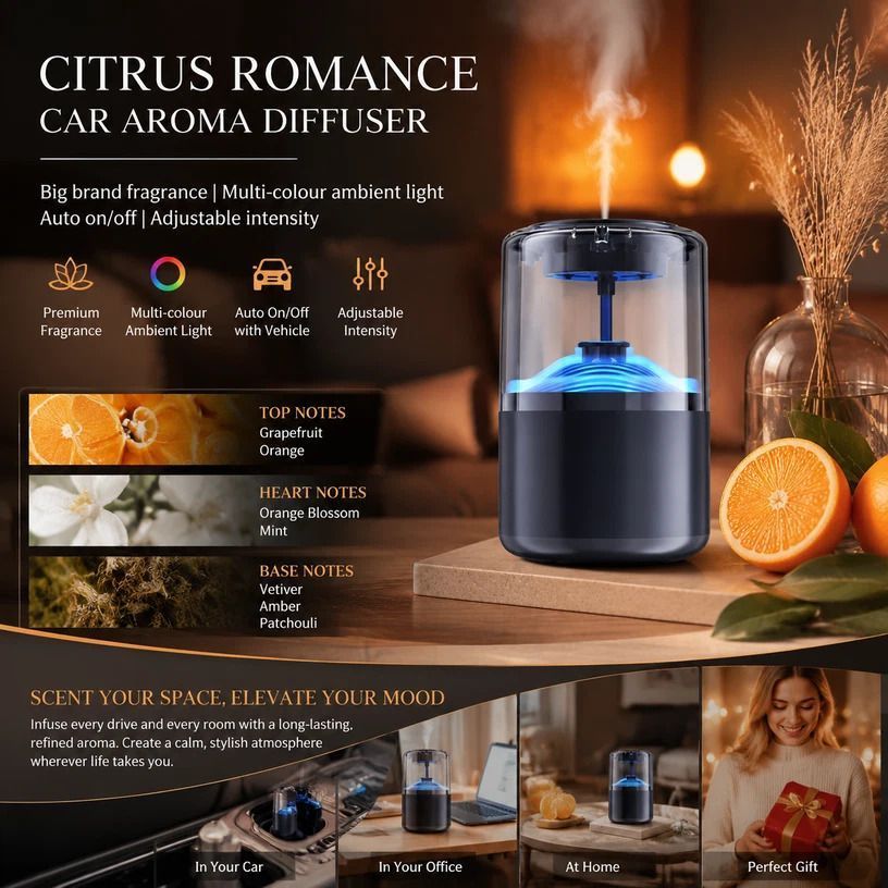 Auto Start-Stop Car Aroma Diffuser XM-ZS44, Warm Citrus, Holiday & Father’s Day Gift - Image 1