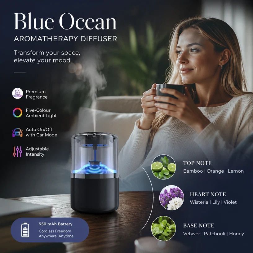 Auto Start-Stop Car Aroma Diffuser XM-ZS44, Ocean Blue, Xmas & Father’s Day Present - Image 1