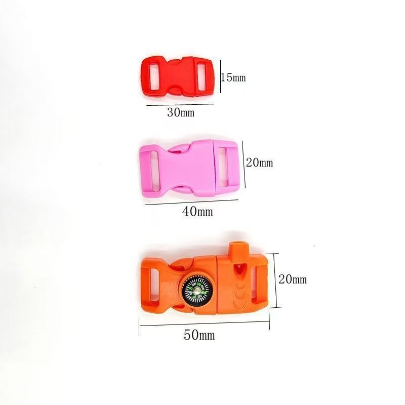 4pk Orange Multi Survival Paracord Buckle Flint Whistle Compass - Image 3