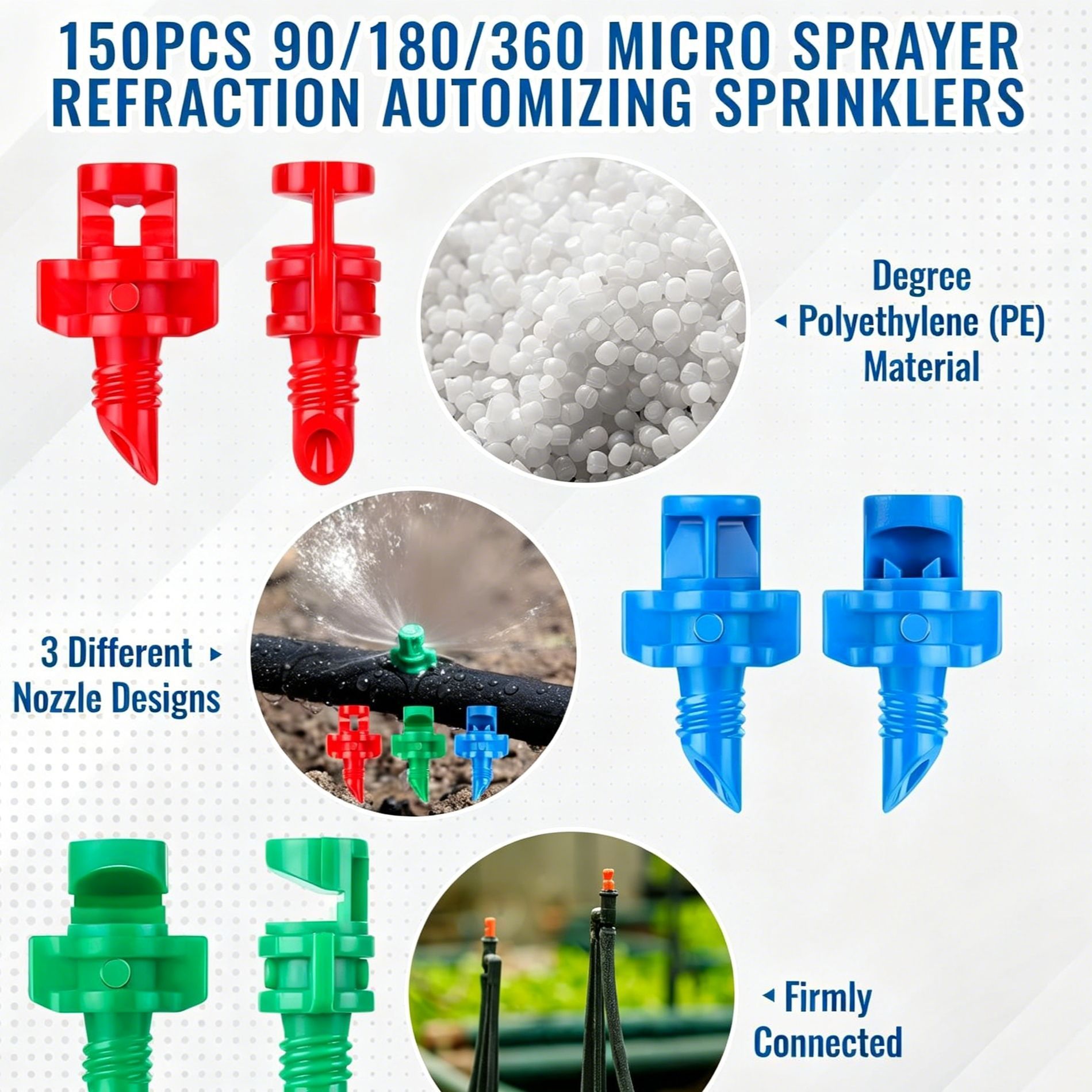150pk Mixed Angle Refraction Misting Irrigation Sprinkler Set - Image 2