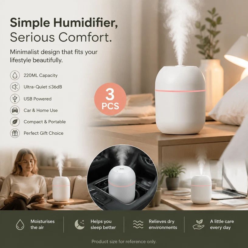 3 Pack Water Drop Humidifier Glacier White, Bedroom Xmas Bundle - Image 1