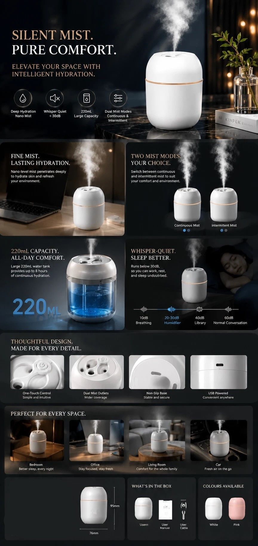 3 Pack Water Drop Humidifier Glacier White, Bedroom Xmas Bundle - Image 3