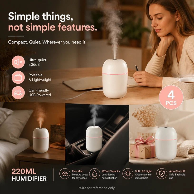 4 Pack Water Drop Humidifier Glacier White, Decor Gift Pack - Image 1
