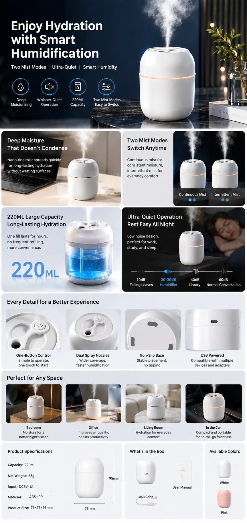 5 Pack Water Drop Humidifier Glacier White, Multi-scene Gift Set - Image 2