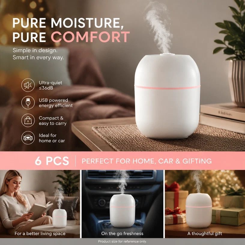 6 Pack Water Drop Humidifier Glacier White, Office Holiday Pack - Image 1