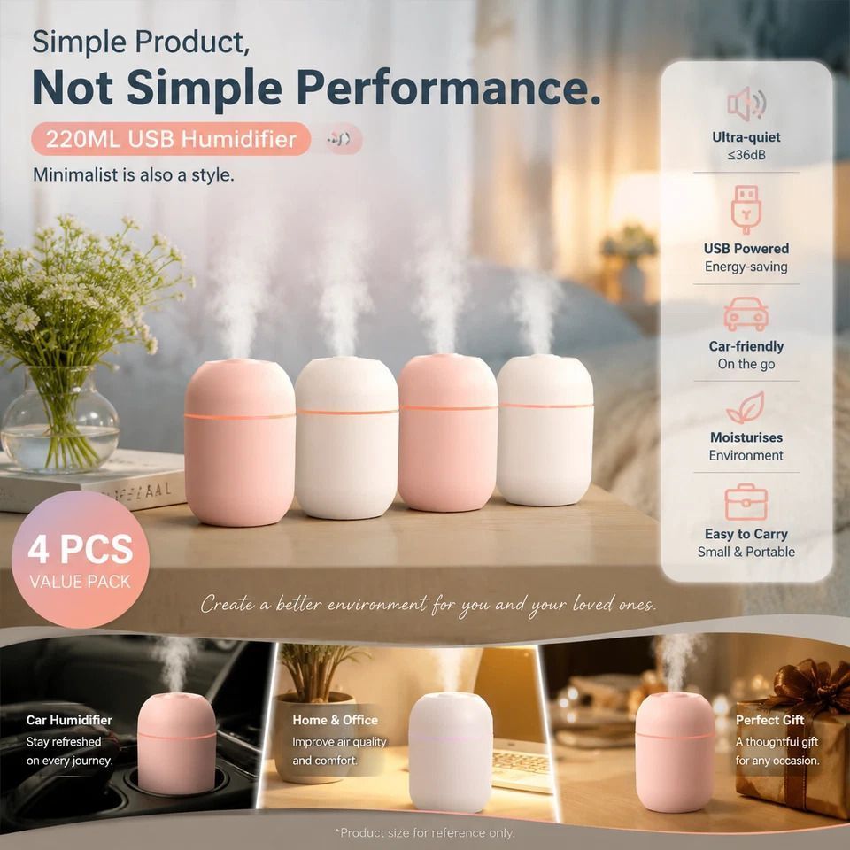 4 Pack Nordic Pink & Glacier White Humidifier Mixed Bundle - Image 1